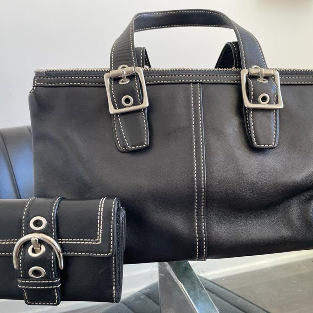 Authentic Coach Black Bag and Wallet Matching 2000's